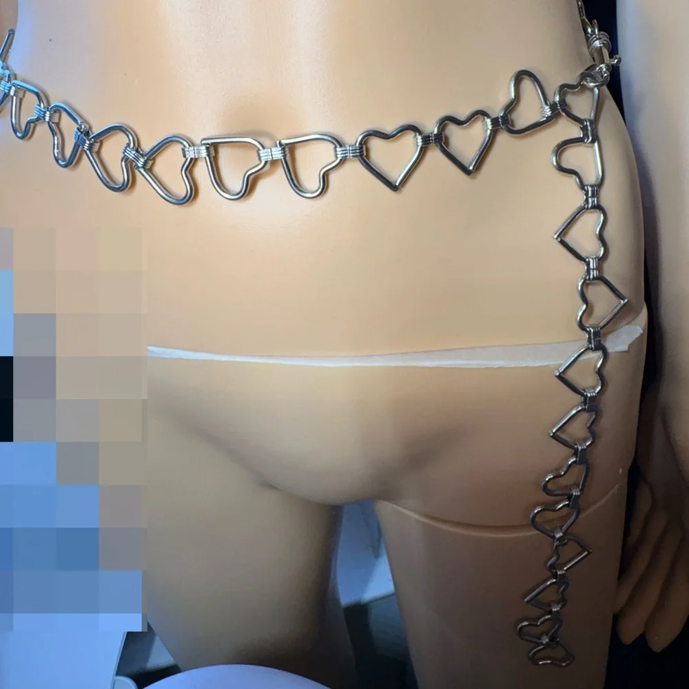 Silver Heart Chain Belt
